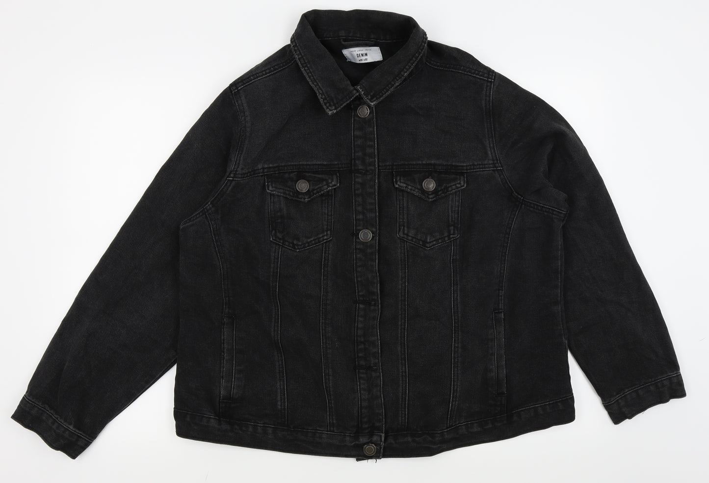 New Look Womens Black   Full Zip Jumper Size 24  - denim jacket, button up