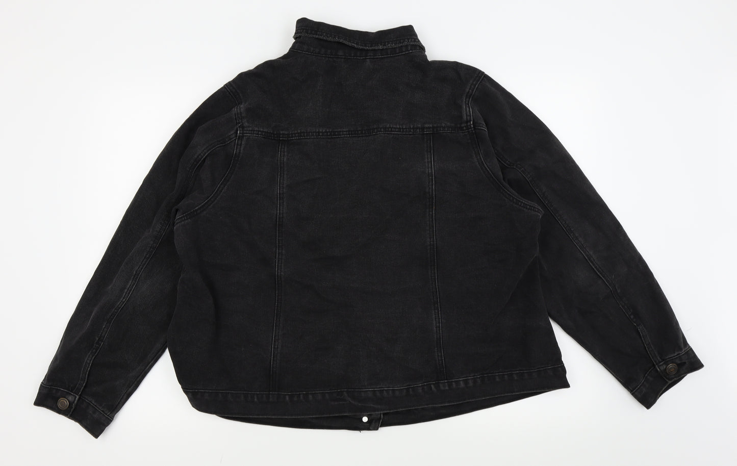 New Look Womens Black   Full Zip Jumper Size 24  - denim jacket, button up
