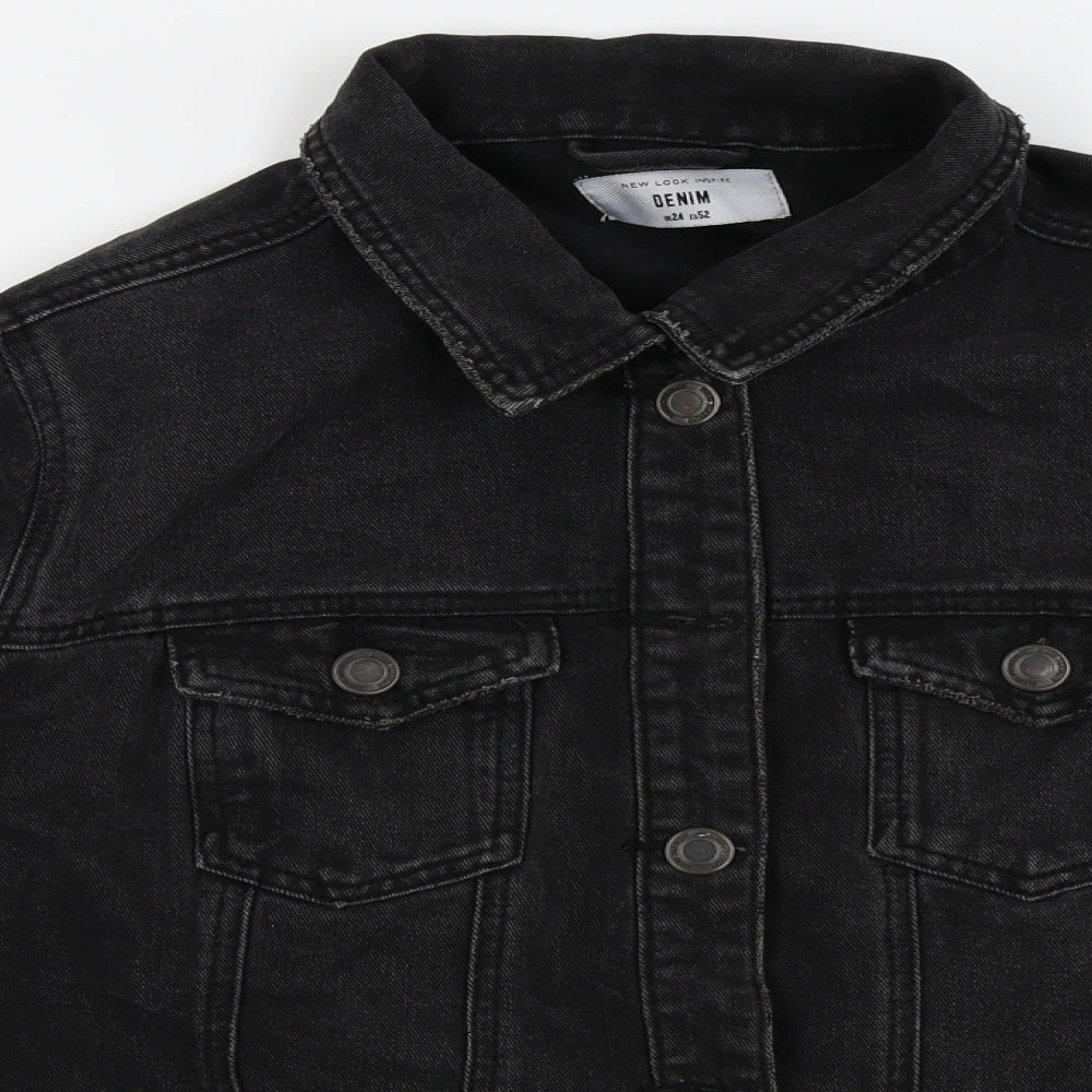 New Look Womens Black   Full Zip Jumper Size 24  - denim jacket, button up