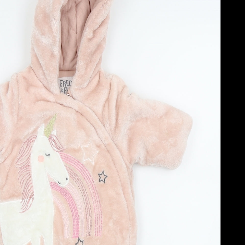 fred and flo Girls Pink Animal Print  Jacket Coat Size 0-3 Months
