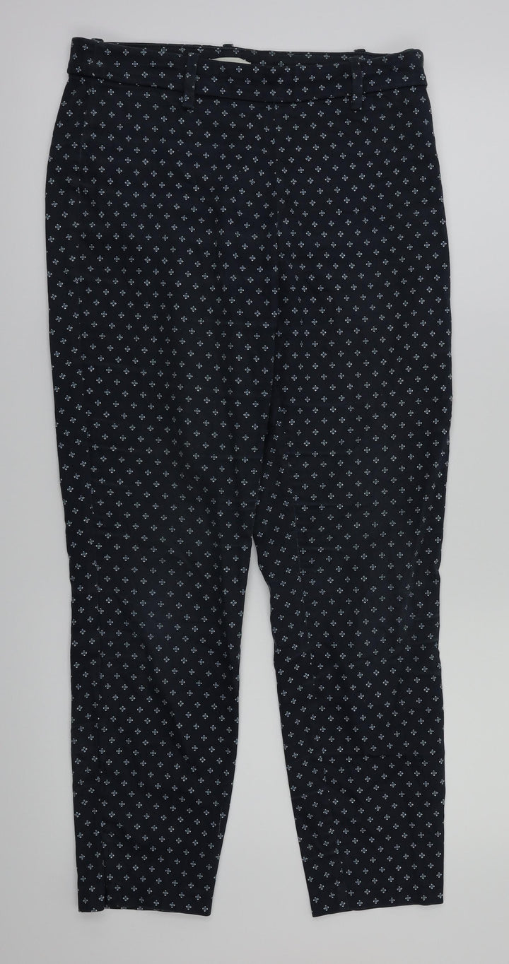 H&M Womens Blue Argyle/Diamond Trousers Size 8 L26 in