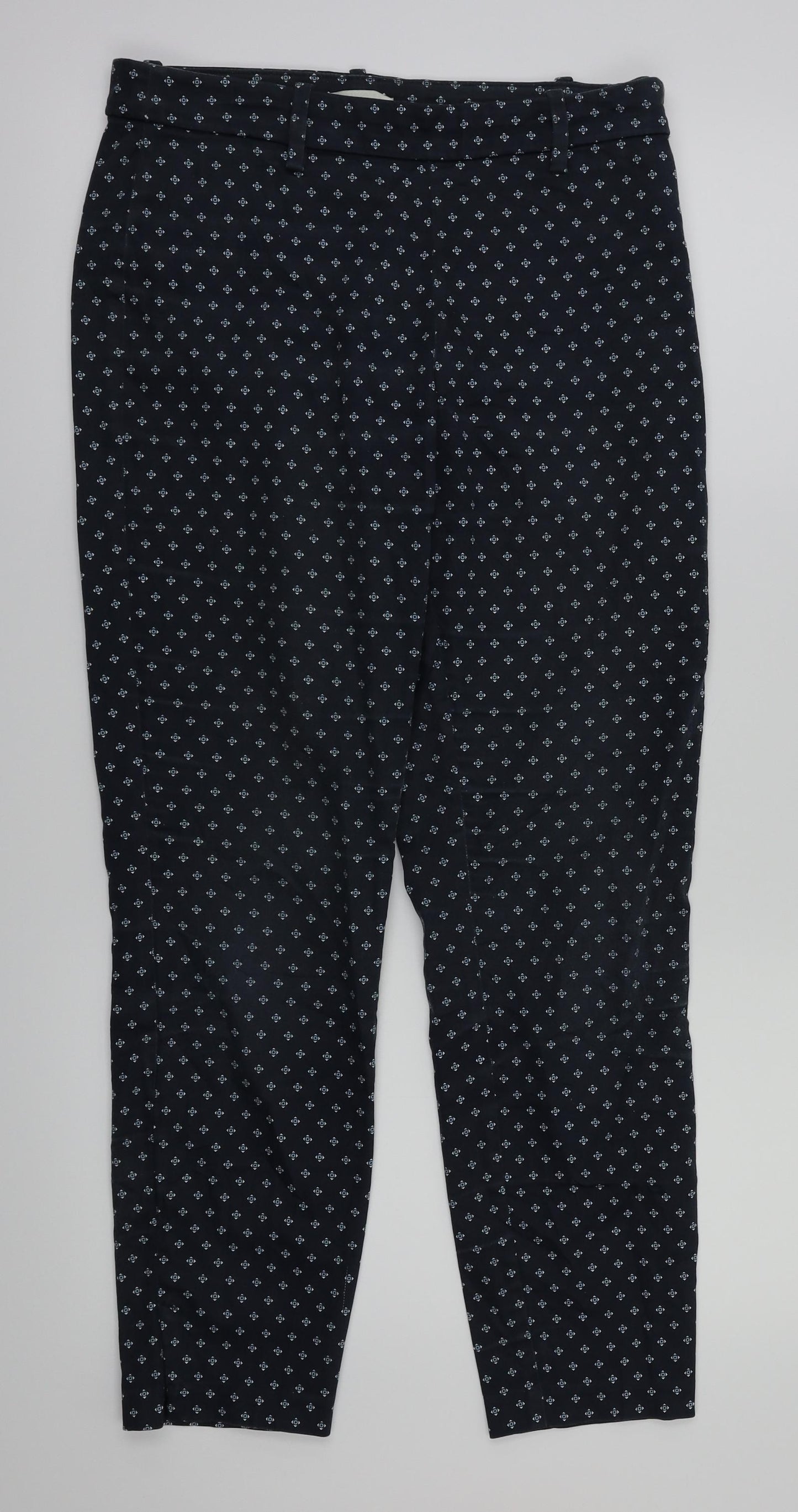 H&M Womens Blue Argyle/Diamond  Trousers  Size 8 L26 in