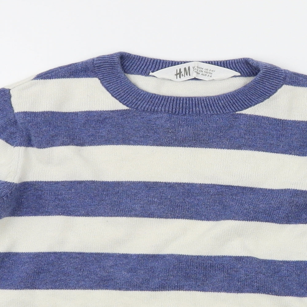 H&M Boys Blue Striped  Pullover Jumper Size 3-4 Years