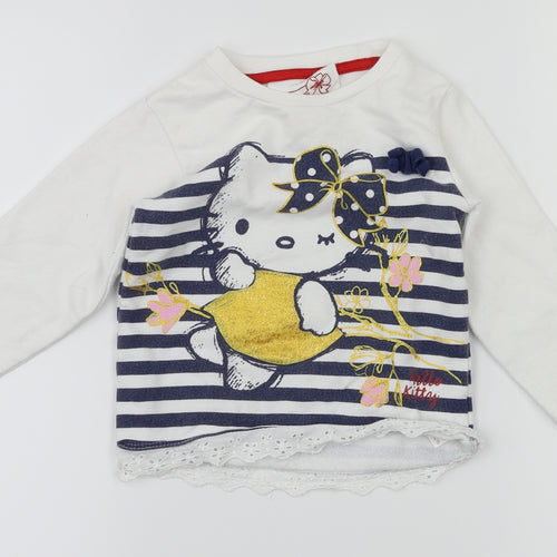 Hello Kitty Girls Blue Animal Print  Henley Jumper Size 12-18 Months
