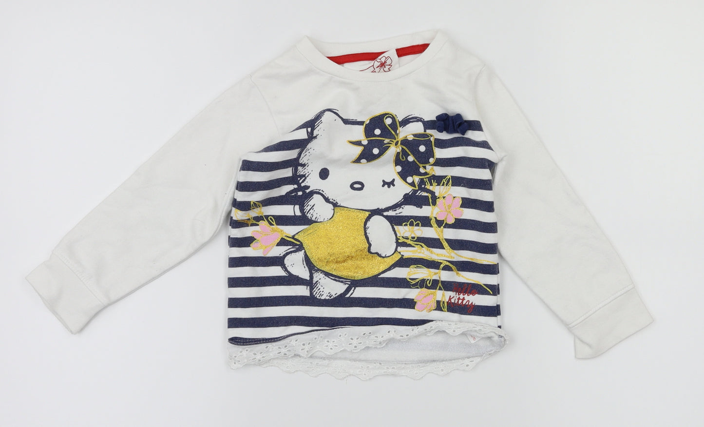 Hello Kitty Girls Blue Animal Print  Henley Jumper Size 12-18 Months
