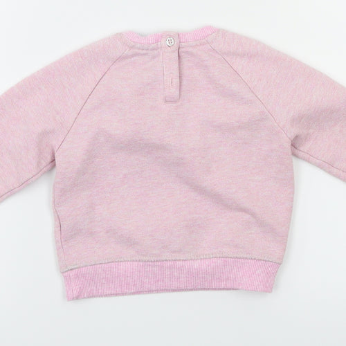Disney Girls Pink Animal Print  Pullover Jumper Size 9-12 Months