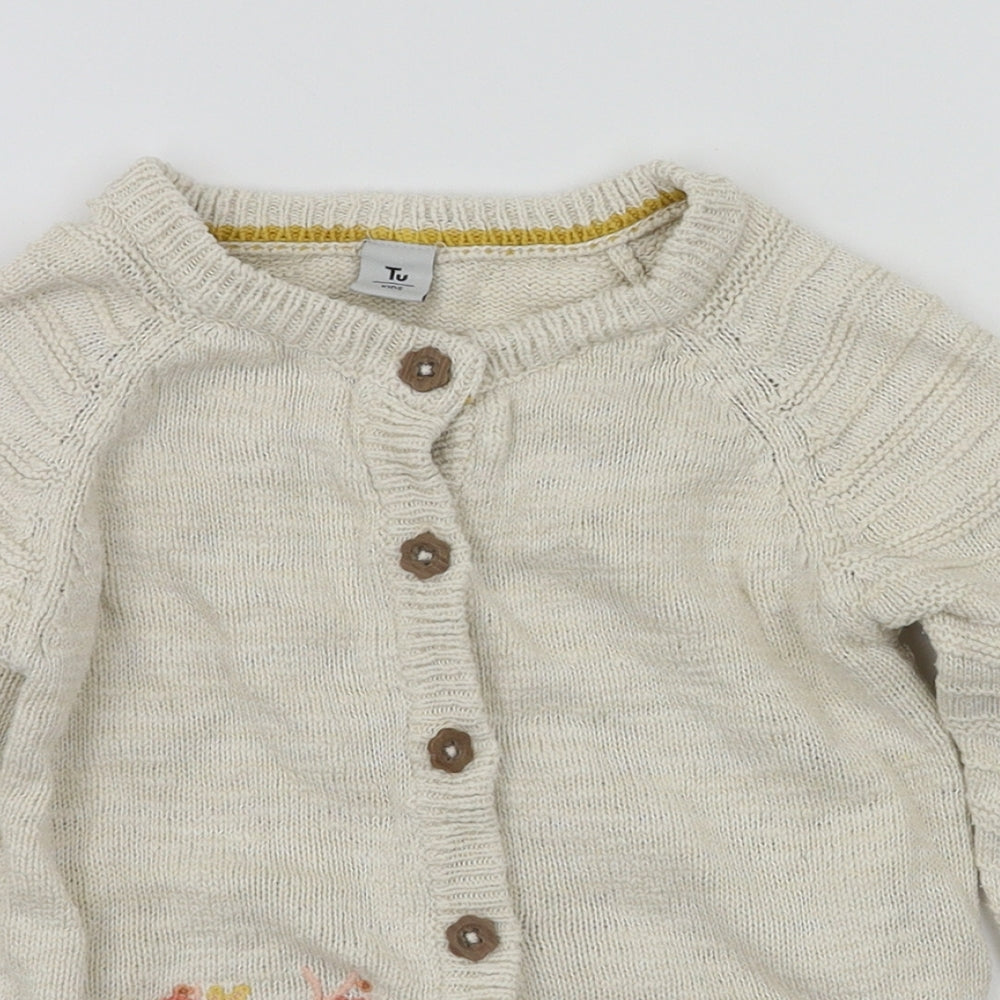TU Girls Ivory Floral  Cardigan Jumper Size 3-4 Years