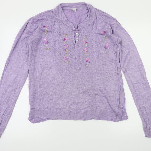 preworn  Womens Purple Floral  Cardigan Jumper Size 14