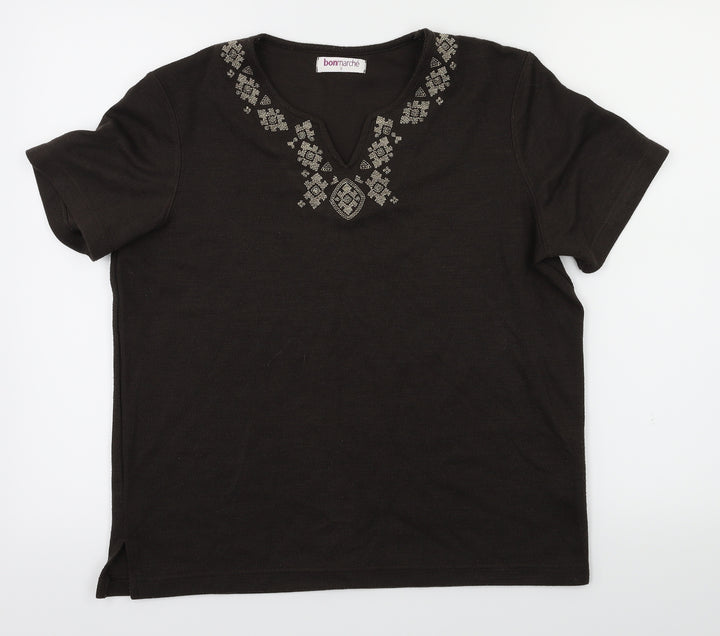Bonmarché Womens Brown Basic T-Shirt Size S