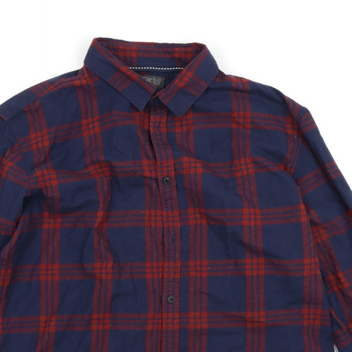 JACK & JONES Mens Red Plaid   Button-Up Size XL