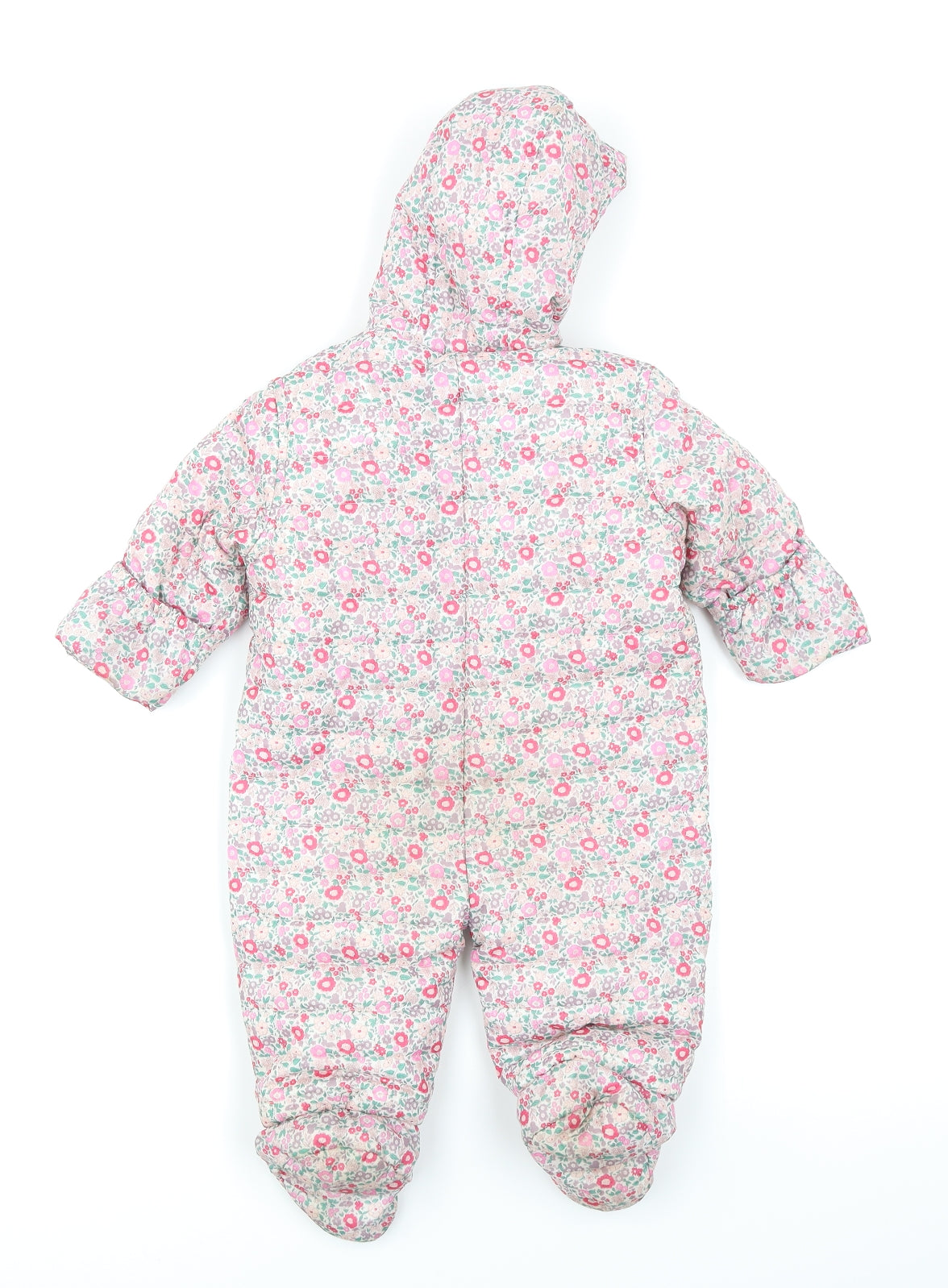 M&S Baby Girls White Floral  Basic Coat Snowsuit Size 3-6 Months