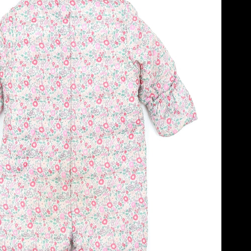 M&S Baby Girls White Floral  Basic Coat Snowsuit Size 3-6 Months