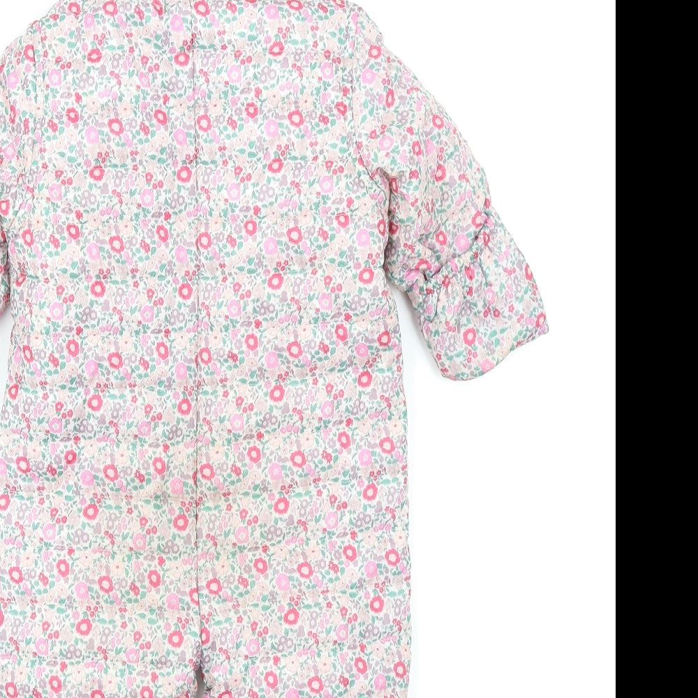 M&S Baby Girls White Floral  Basic Coat Snowsuit Size 3-6 Months