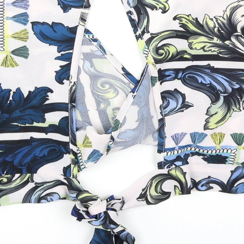 Quiz Womens White Paisley  Cropped Blouse Size 14