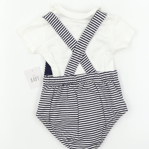 George Baby Blue Striped  Romper Outfit/Set Size 6-9 Months