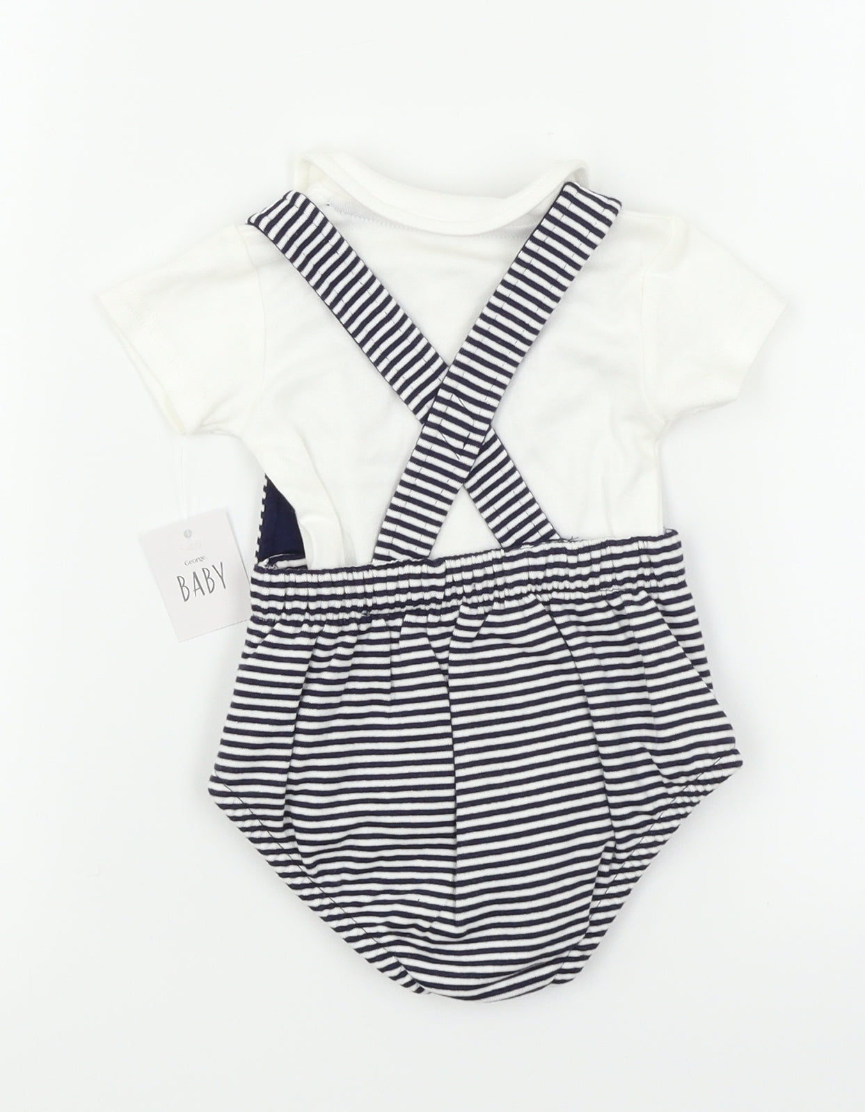 George Baby Blue Striped  Romper Outfit/Set Size 6-9 Months