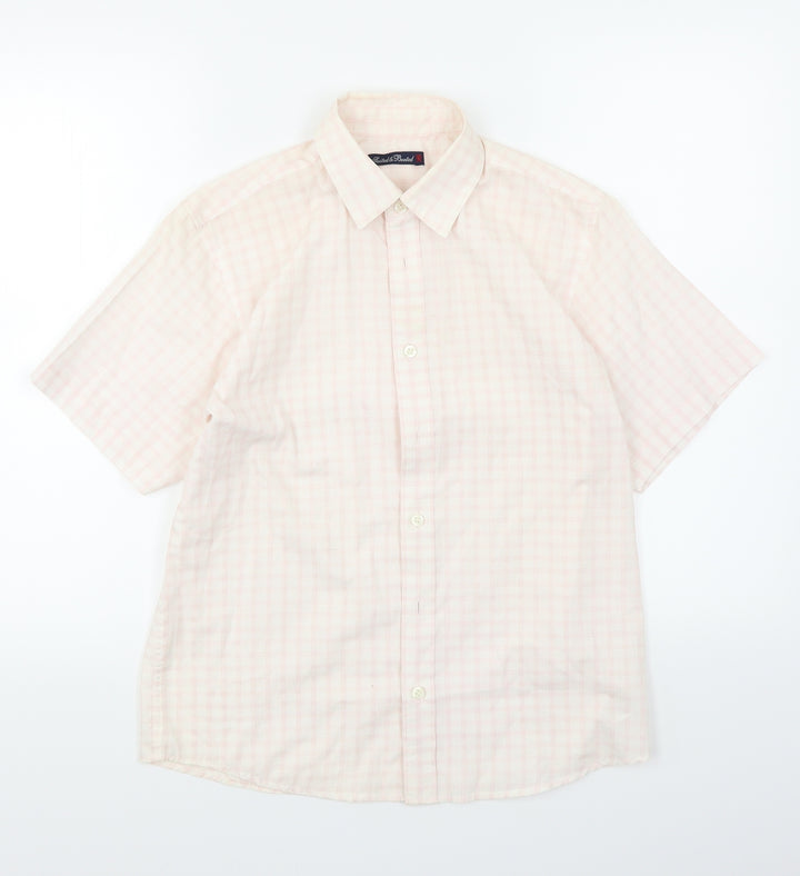Suited & Booted Boys Pink Plaid  Basic Button-Up Size 11-12 Years