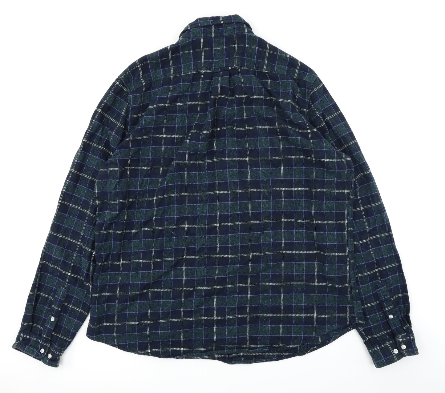 NEXT Mens Blue Plaid Flannel  Button-Up Size 2XL