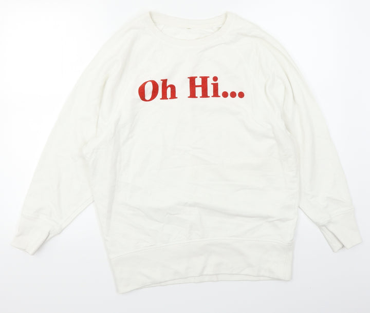 George Womens White Pullover Sweatshirt Size S