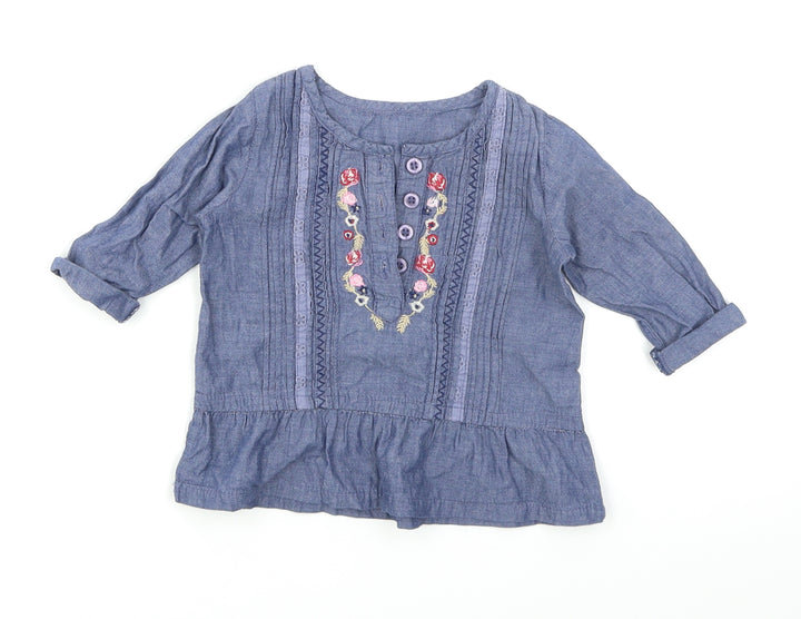 Matalan Girls Blue  Denim Basic T-Shirt Size 6-9 Months