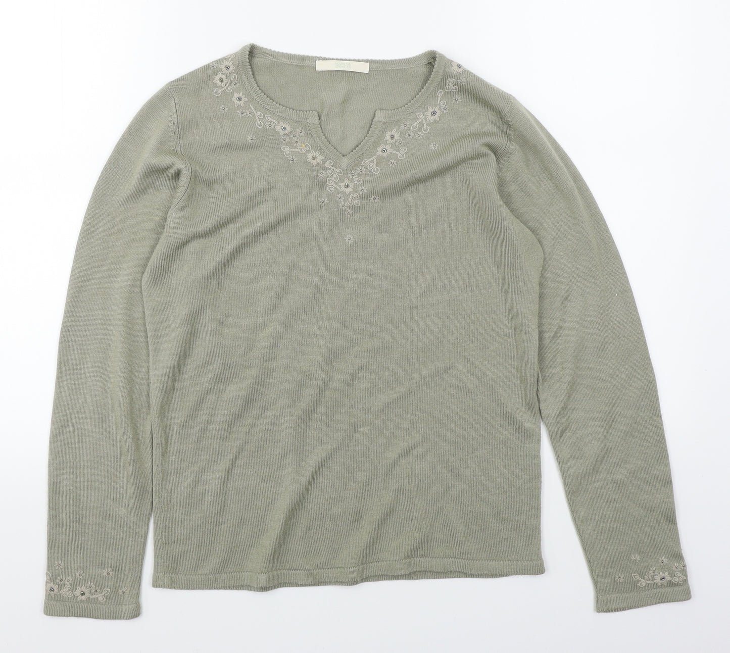 Marks & Spencer Womens Green  Knit Pullover Jumper Size 10