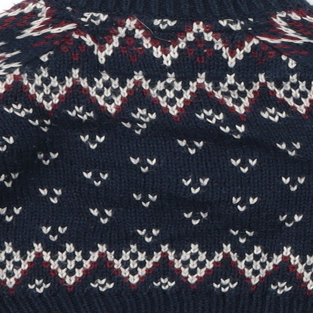 Little Rebel Boys Blue Geometric Knit Pullover Jumper Size 9-12 Months