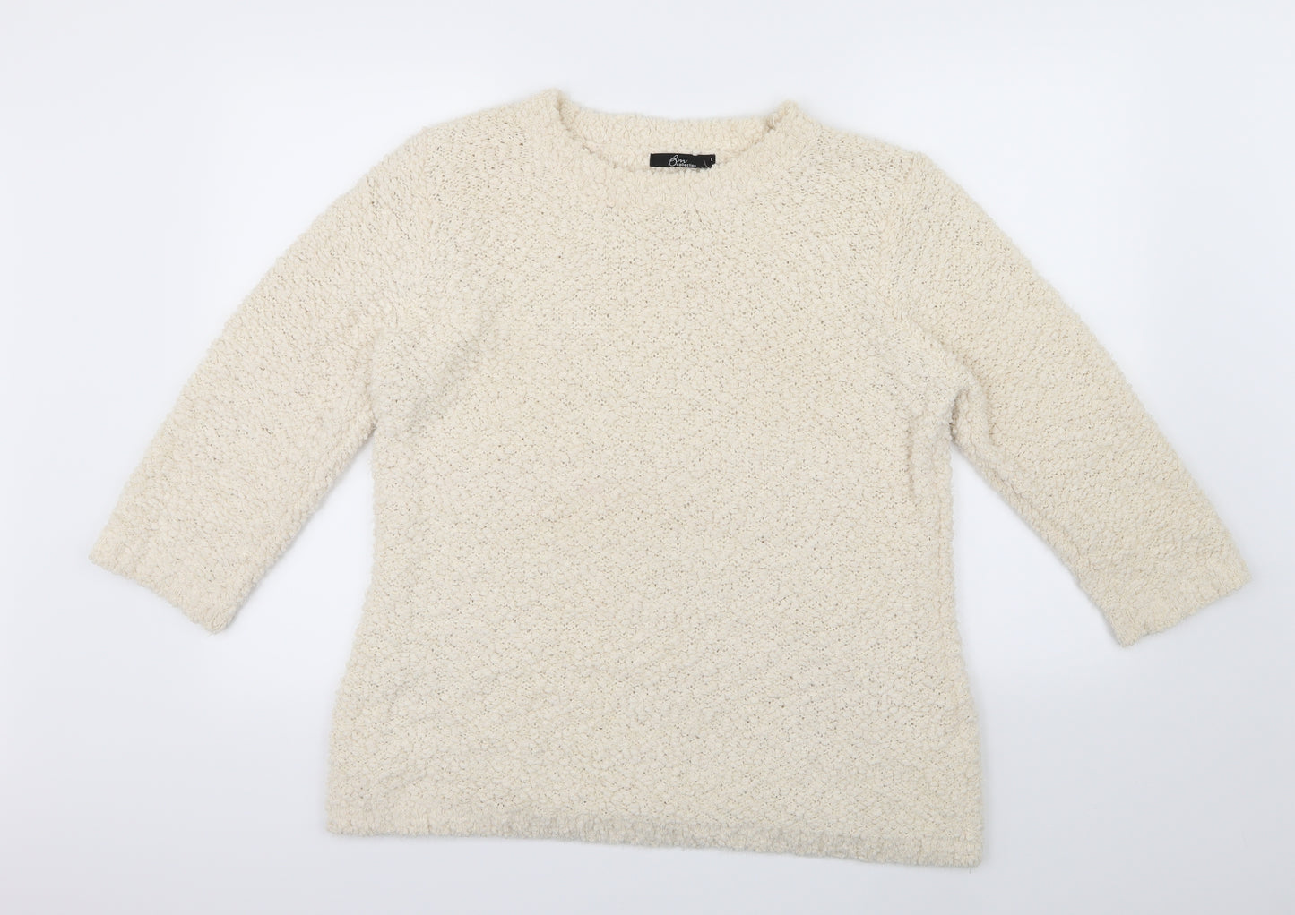 Bm collection Womens White  Knit Pullover Jumper Size L