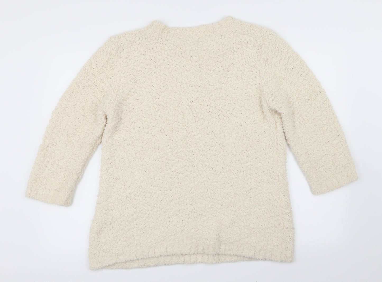 Bm collection Womens White  Knit Pullover Jumper Size L