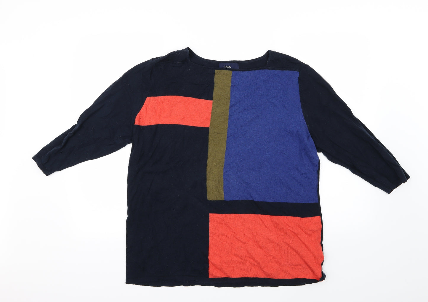 NEXT Womens Blue Geometric Knit Pullover Jumper Size 20