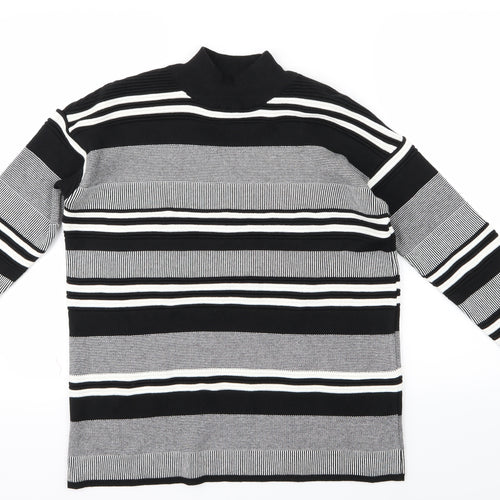 New Look Womens Black Striped Knit Pullover Jumper Size 10