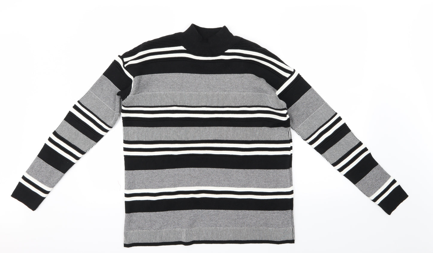 New Look Womens Black Striped Knit Pullover Jumper Size 10