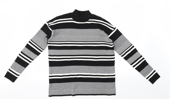 New Look Womens Black Striped Knit Pullover Jumper Size 10