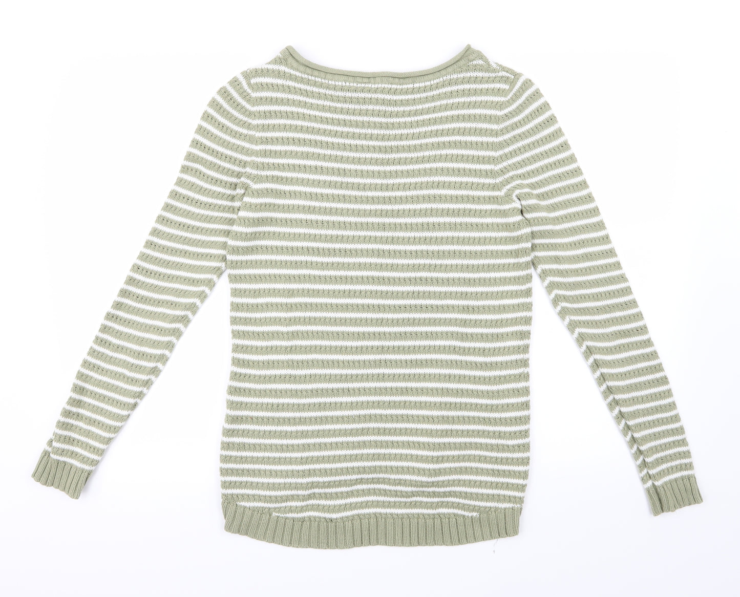 M&Co Womens Green Striped Knit Pullover Jumper Size 10