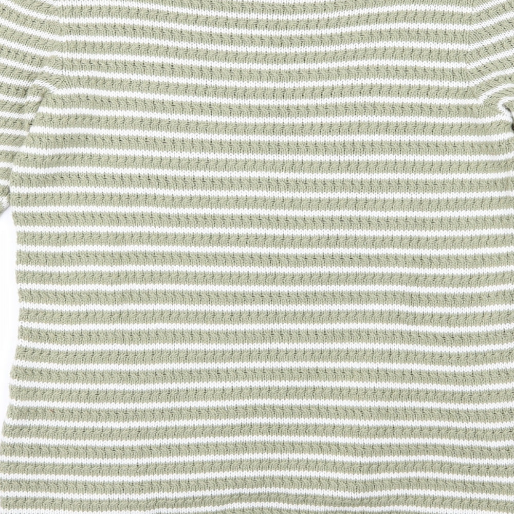 M&Co Womens Green Striped Knit Pullover Jumper Size 10