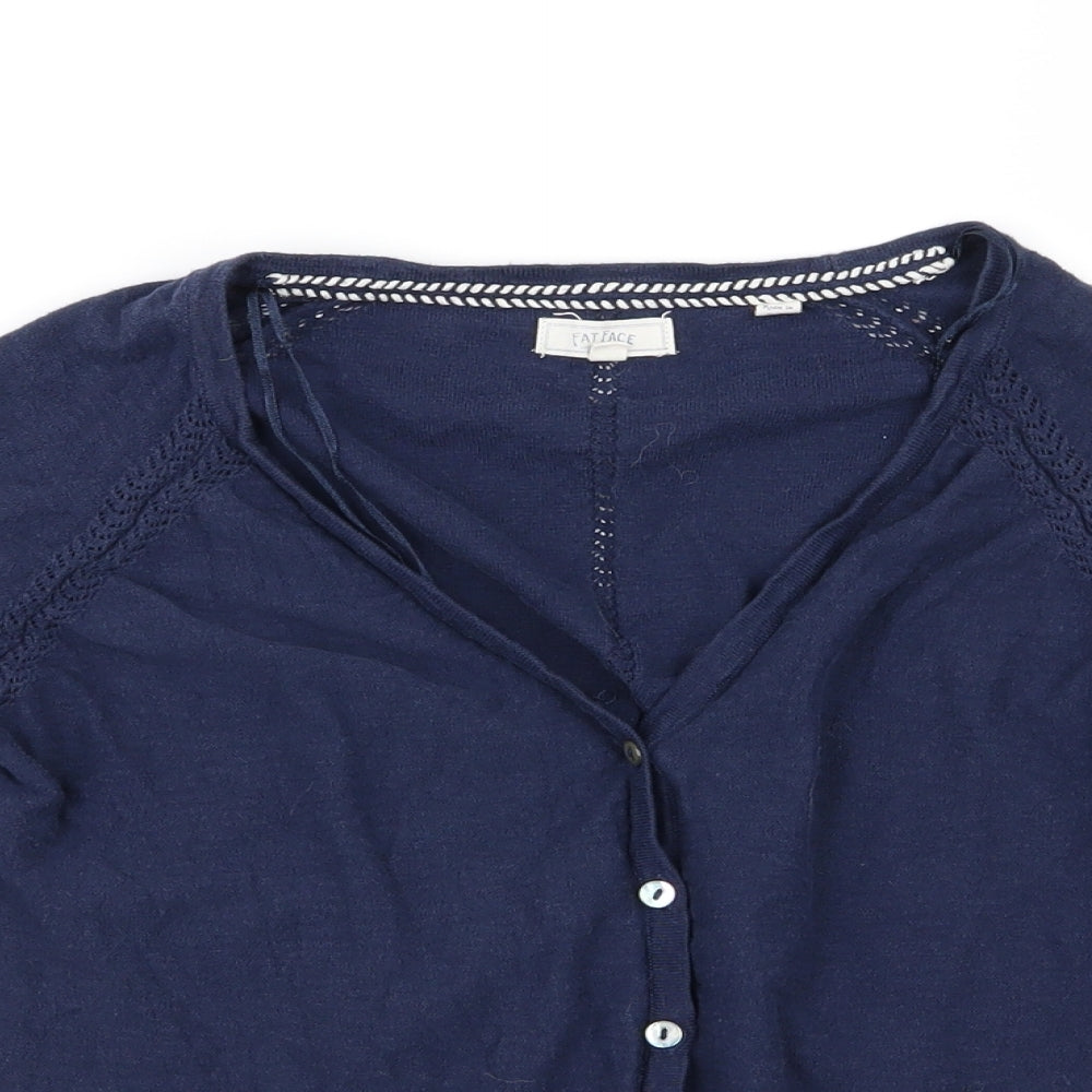 Fat Face Womens Blue  Knit Cardigan Jumper Size 10