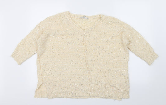 Front view of Pebble Bay women’s ivory knit jumper, size XL