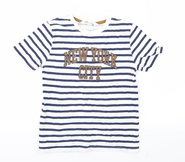 H&M Girls Blue Striped  Basic T-Shirt Size 9-10 Years  - New York City