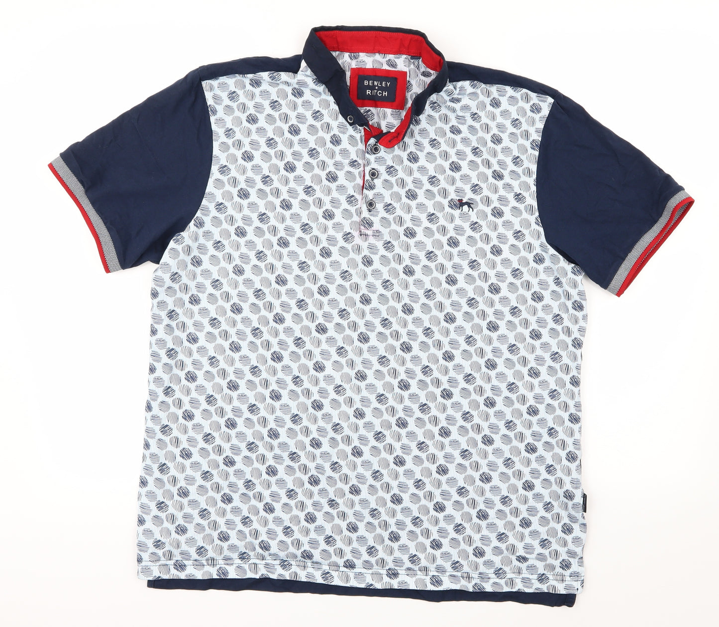 Bewley & Ritch Mens Blue Geometric   Polo Size 2XL