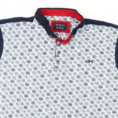 Bewley & Ritch Mens Blue Geometric   Polo Size 2XL