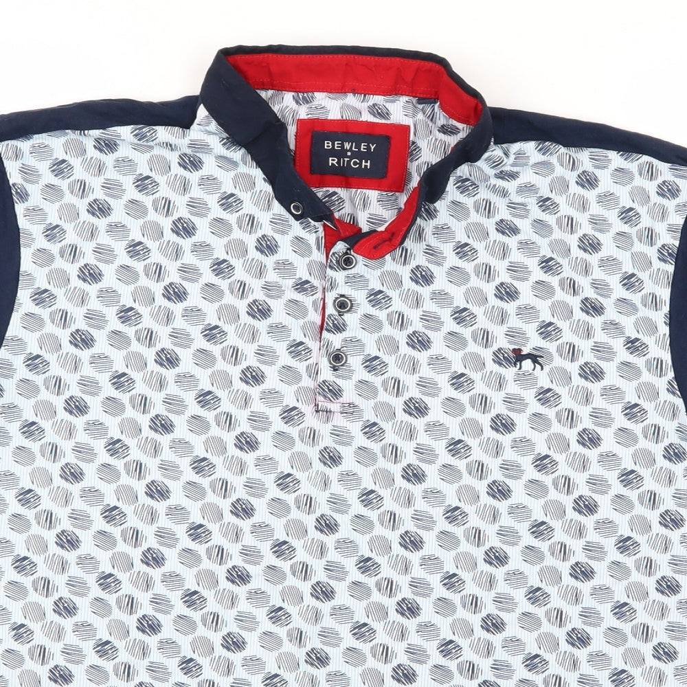 Bewley & Ritch Mens Blue Geometric   Polo Size 2XL