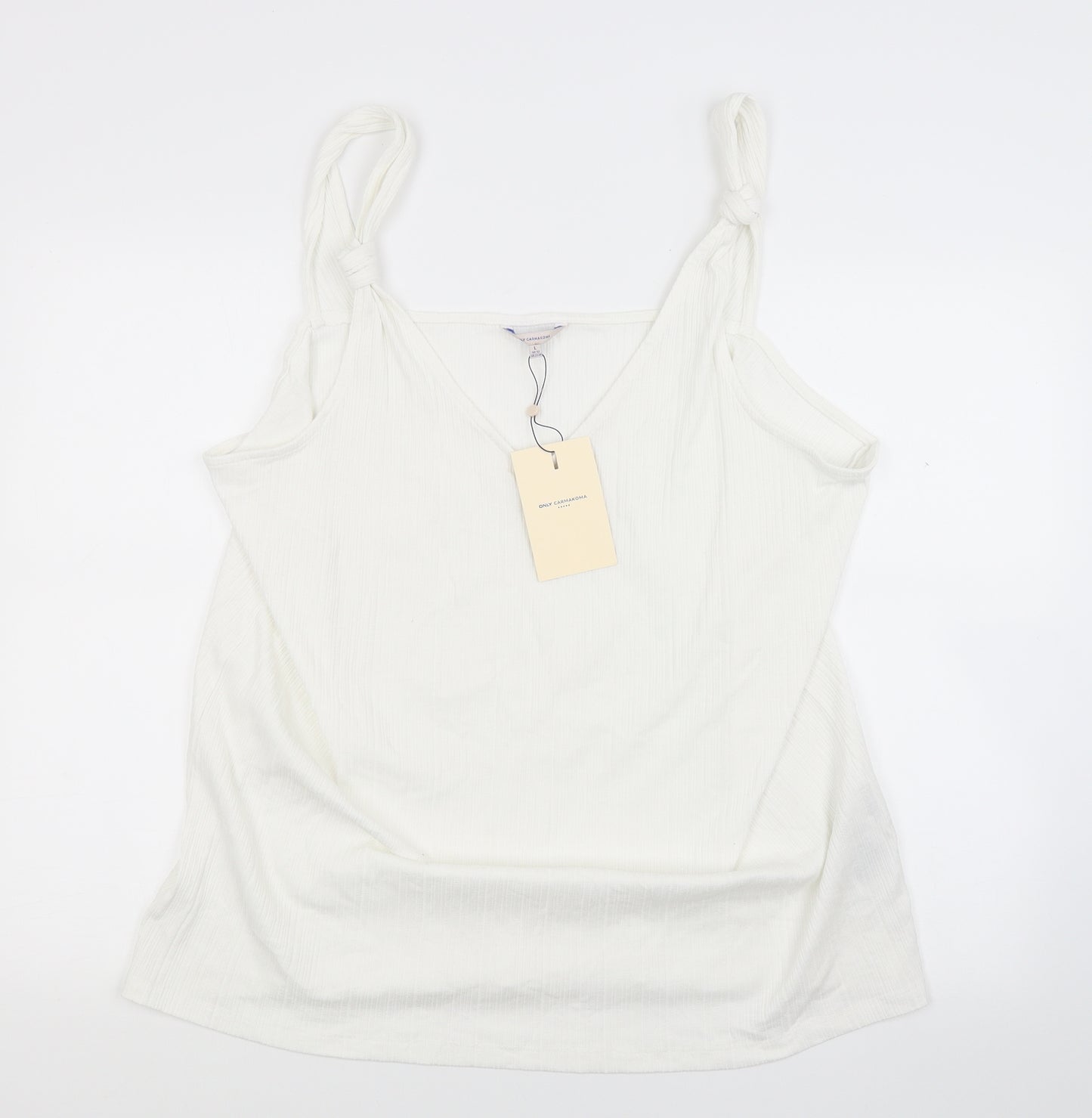 OnlyCarmakoma Womens White  Jersey Camisole Tank Size L