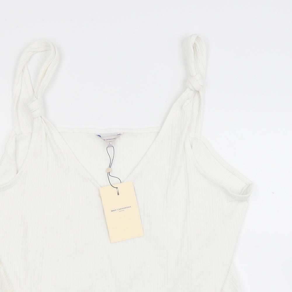OnlyCarmakoma Womens White  Jersey Camisole Tank Size L
