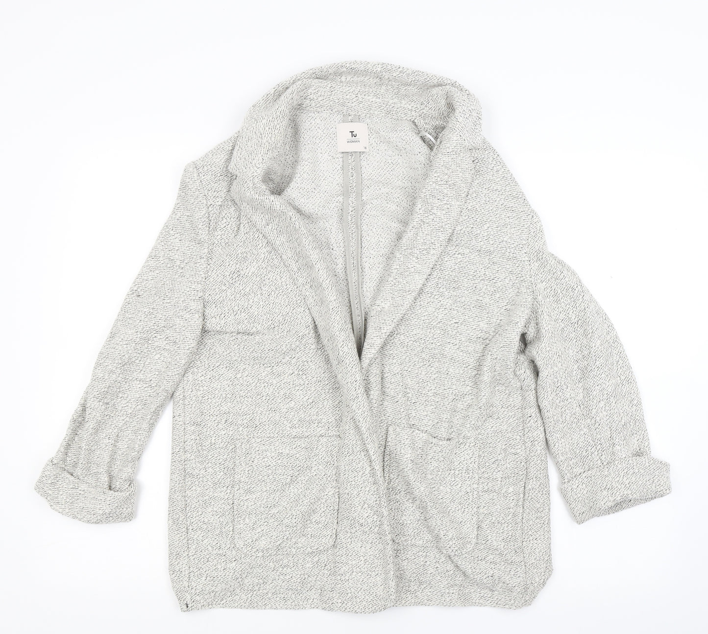 TU Womens Grey  Knit Cardigan Jumper Size 14