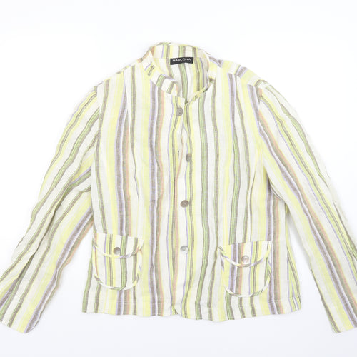 Marcona Womens Yellow Striped  Jacket Blazer Size 10