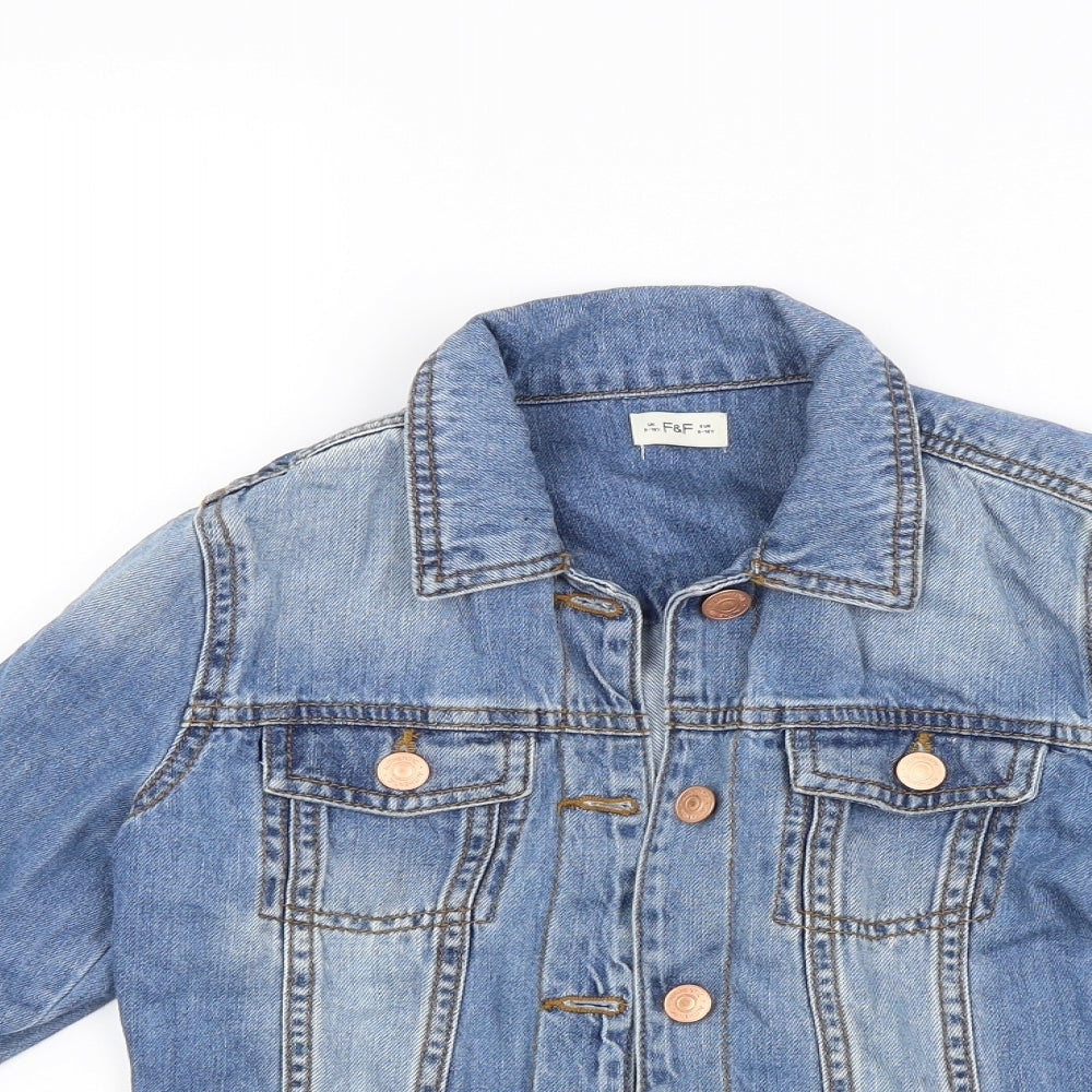 F&F Girls Blue  Denim Jacket  Size 9-10 Years