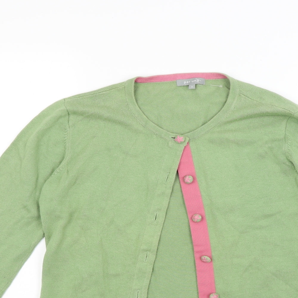 Per Una Womens Green  Knit Cardigan Jumper Size S