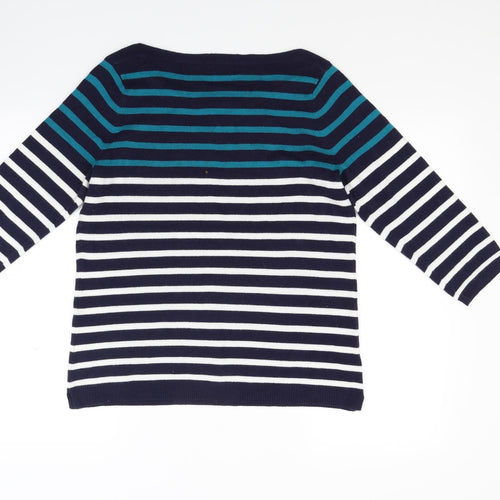 Papaya Womens Blue Striped Knit Pullover Jumper Size 14