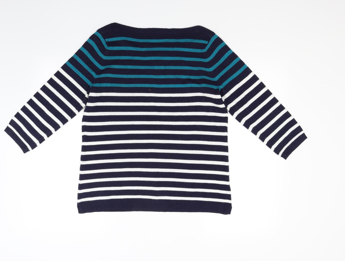 Papaya Womens Blue Striped Knit Pullover Jumper Size 14