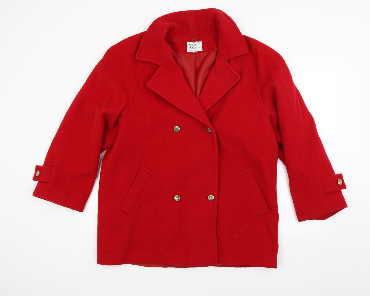 Merchant Classic Womens Red  Knit Overcoat Coat Size 18