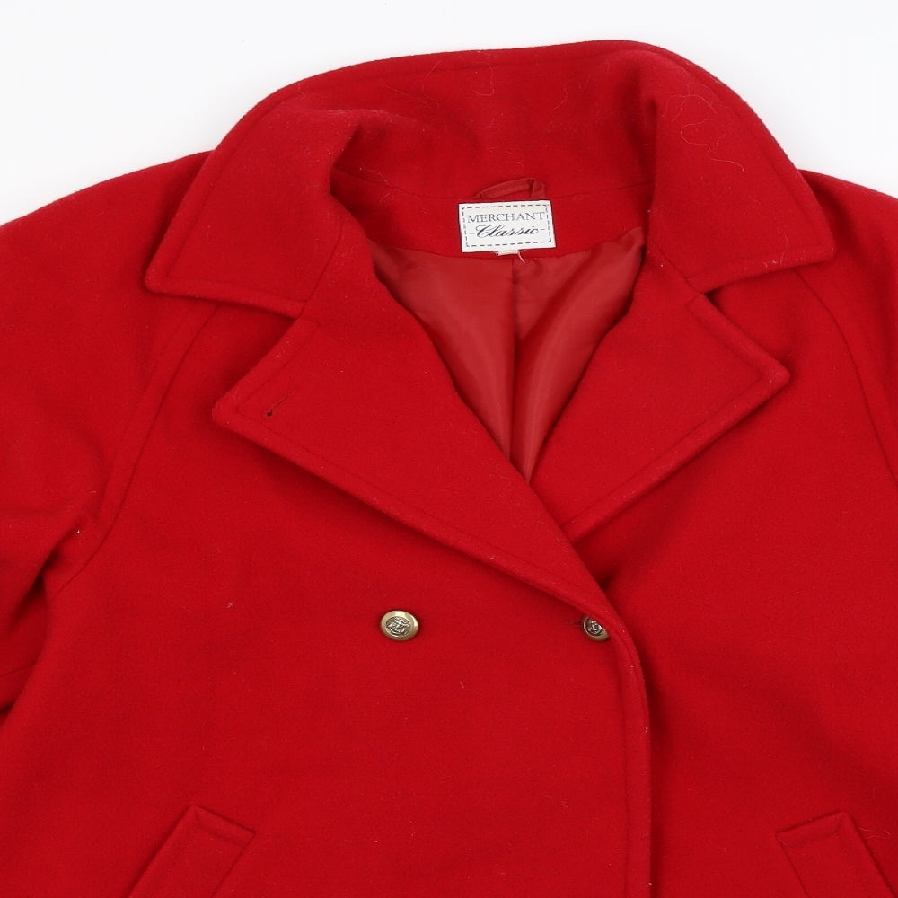 Merchant Classic Womens Red  Knit Overcoat Coat Size 18